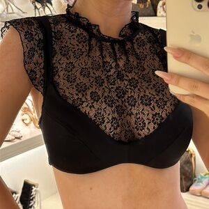 Elegant Black Lace Women's Top